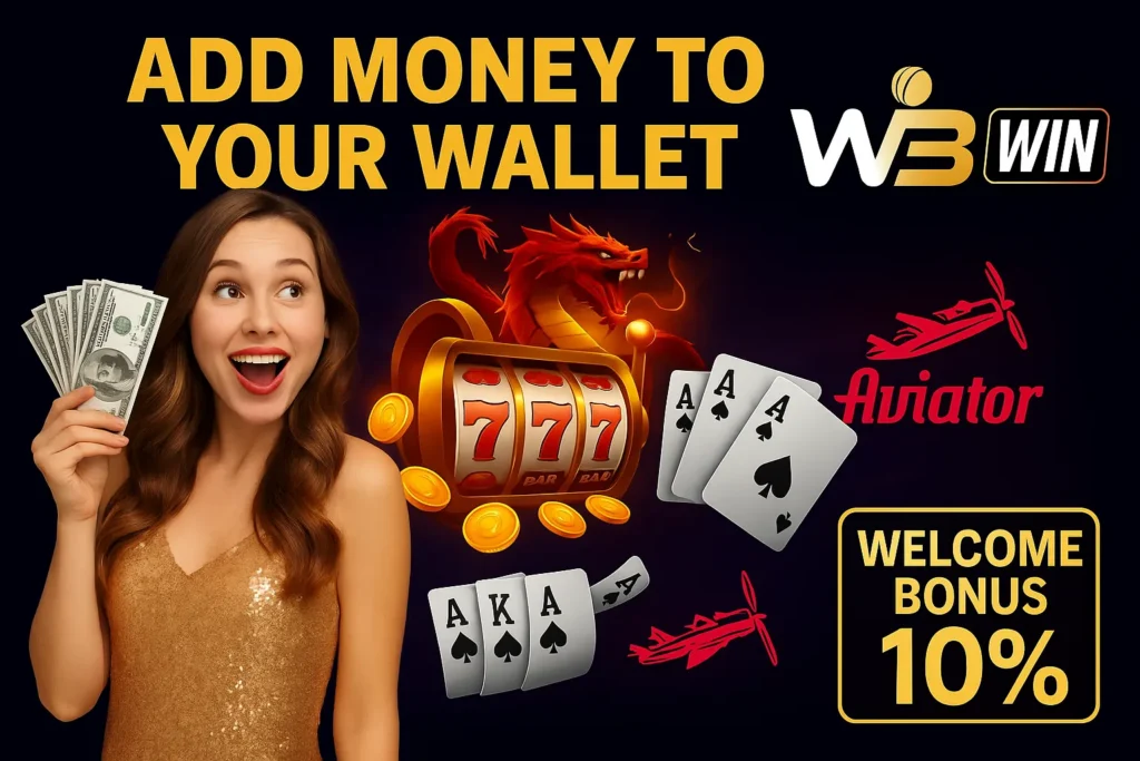 WinBuzz casino and Aviator banner featuring cheerful girl holding cash with 10% bonus offer.